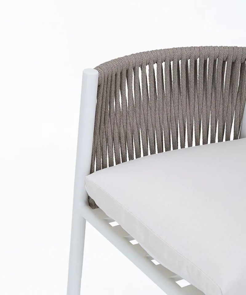 Alternative view of Luce fehér bárszék alumínium ülőfelülettel és kötél háttámlával